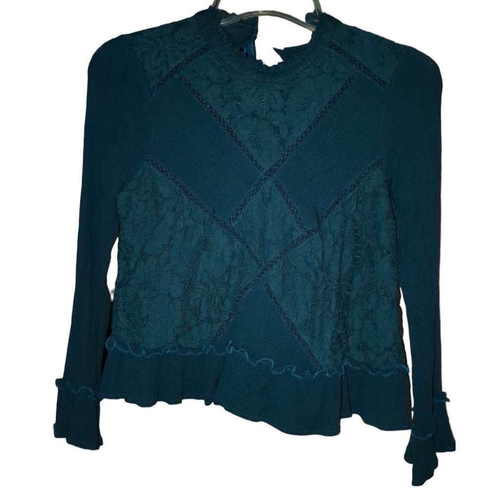 Altar'd State Long Ruffle Sleeves Top Size Medium